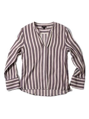 J.Crew Red Blue Stripe Split Neck Cotton Blouse Long Sleeve Top 12